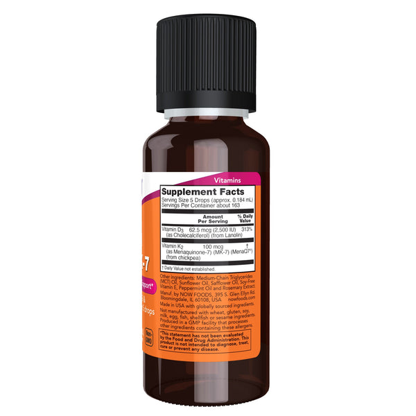 LIQUID VIT D-3 & MK-7  - 30ml | NOW Foods
